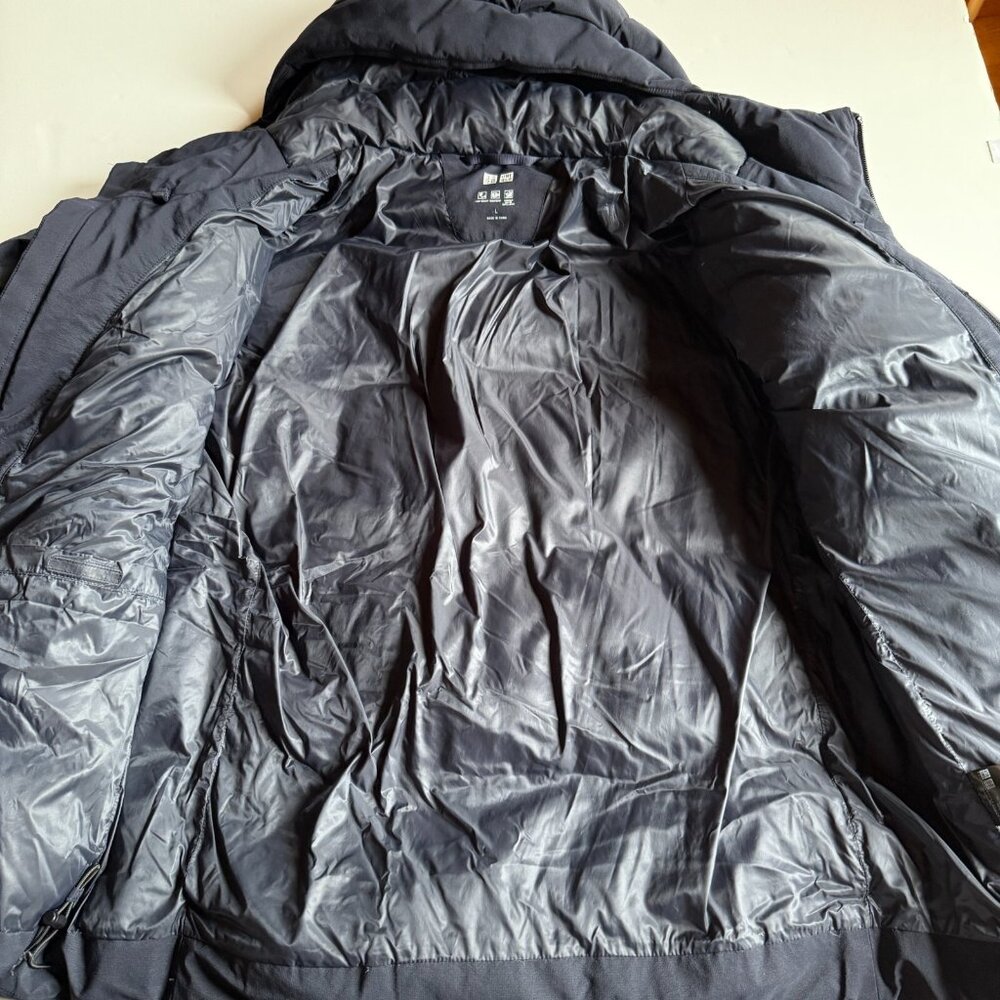 Uniqlo Men’s Navy Blue Hybrid Down Parka Jacket - Size Large - Picture 4 of 5